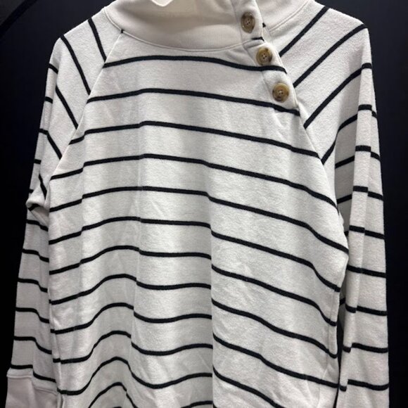 J. Crew Striped Wide Button-Collar Tunic in Cloudspun Fleece - Picture 3 of 6